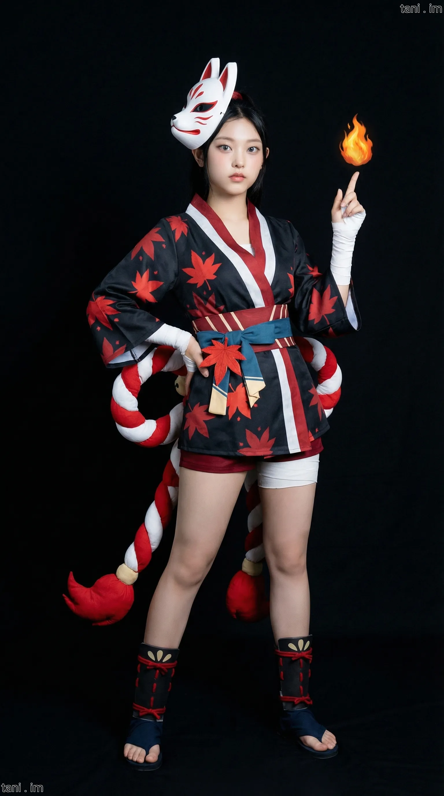 Image tagged Cat Shinobi, Game, Haori, Headwear, Kitsune, Mask, Ninja Defenders, Reona Hino