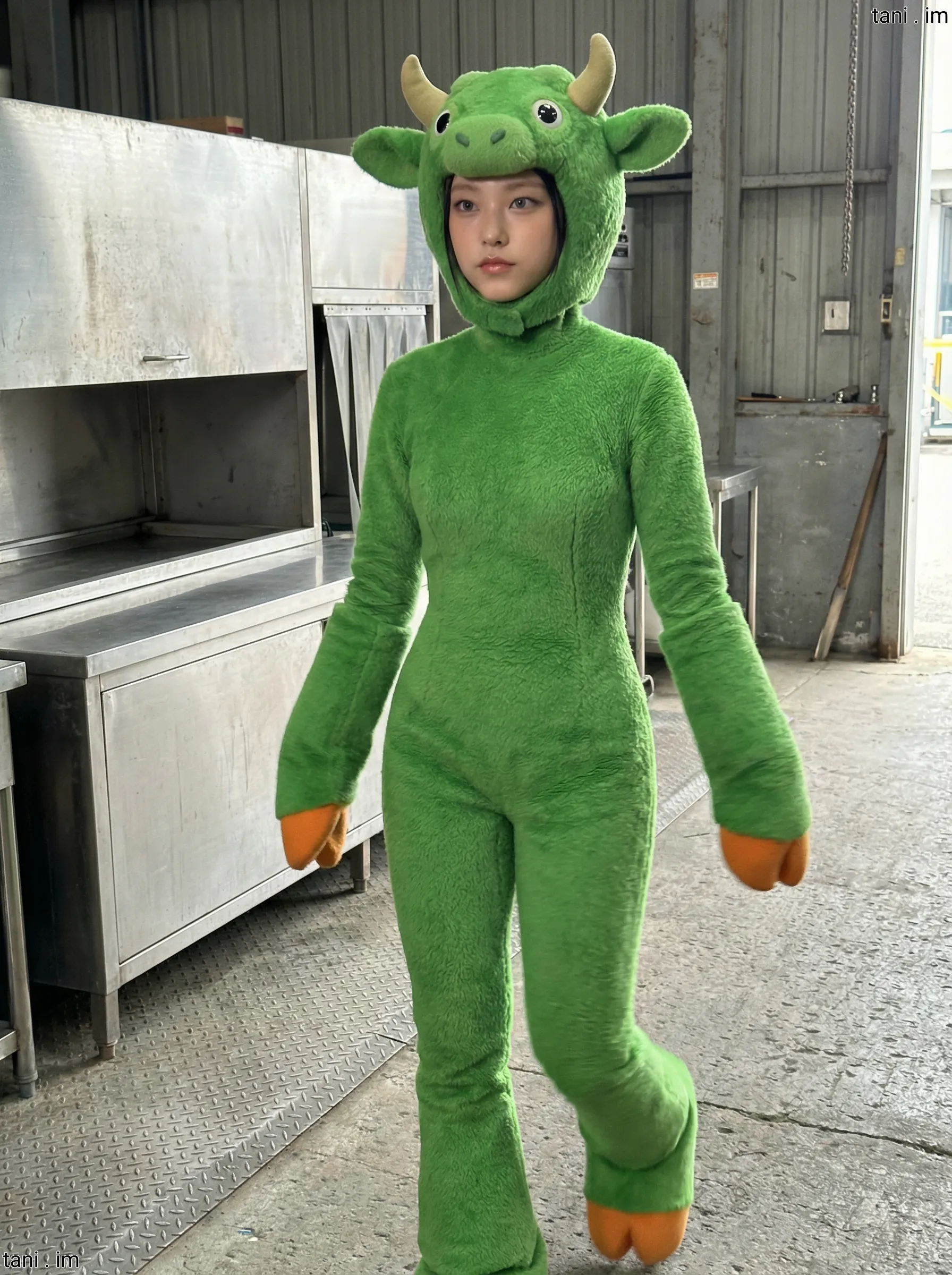 Image tagged Animal Ears, Cow, Hood, Headwear, Horns, Onesie