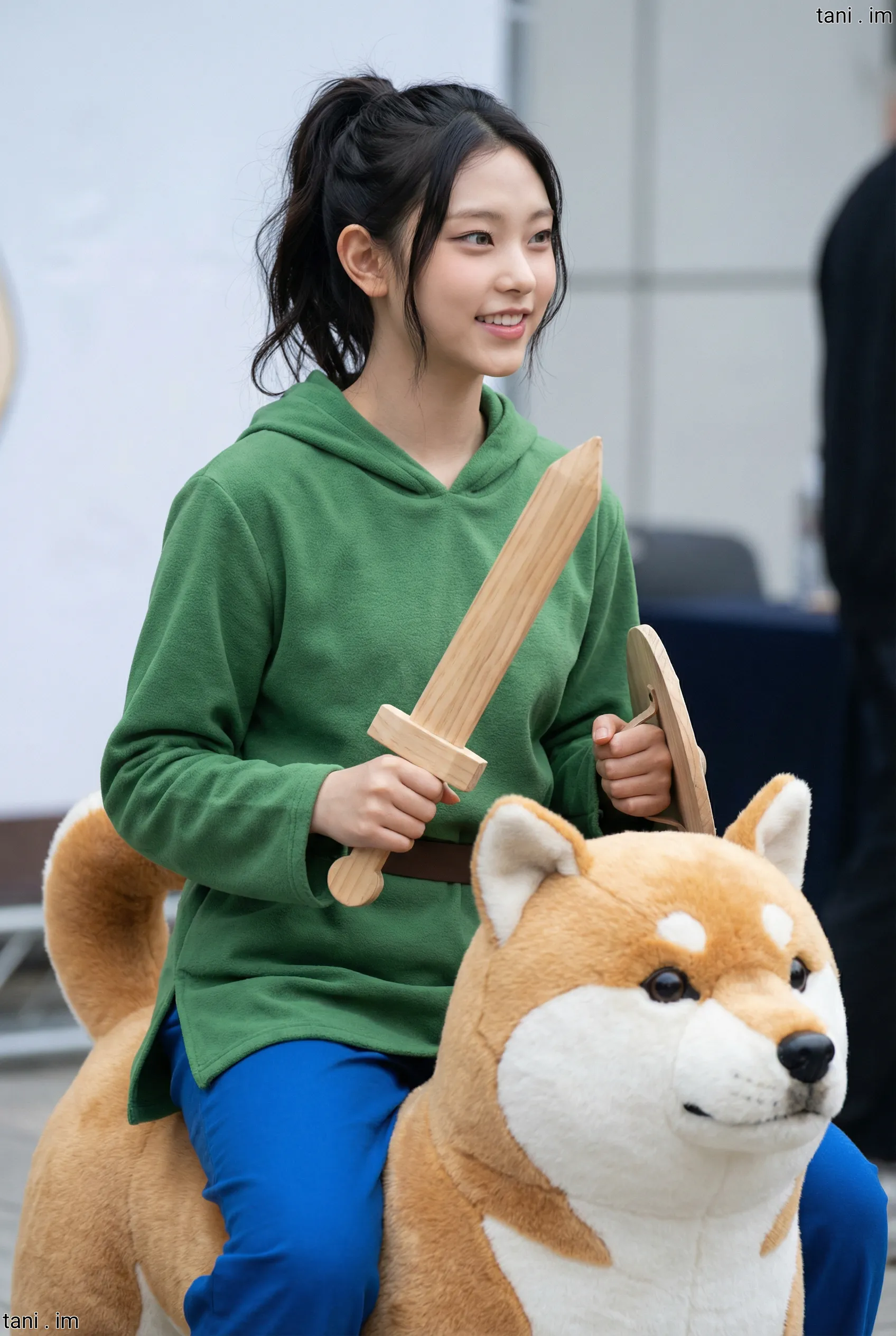 Image tagged Dog, Pants, Plushie, Shiba Inu, Shield, Sword, Hoodie, Weapon