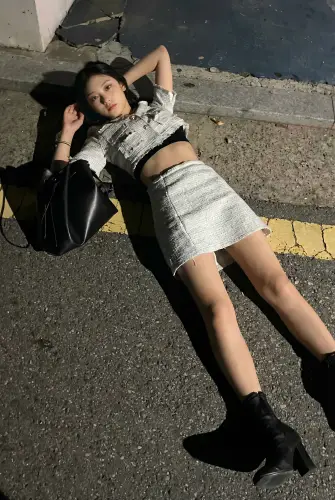 Image tagged Bra Top, Jacket, Skirt