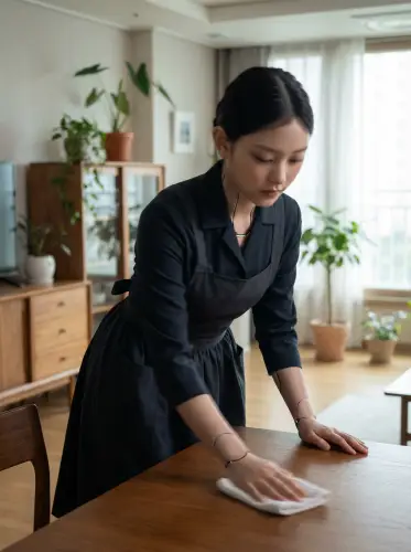 Image tagged Apron, Housekeeper, Humanoid, Robot, Shirt