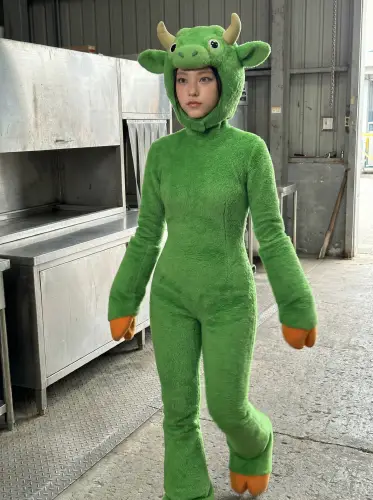 Image tagged Animal Ears, Cow, Hood, Headwear, Horns, Onesie