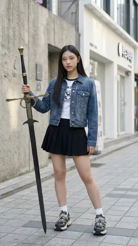 Image tagged Sword, Weapon, Zweihänder, Jacket, Skirt