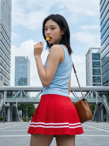 Image tagged Skirt, Sleeveless Top, Stockings