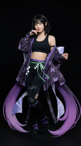 Image tagged Cat Shinobi, Game, Ninja Defenders, Ryo Nakatsukami, Bra Top, Haori, Pants