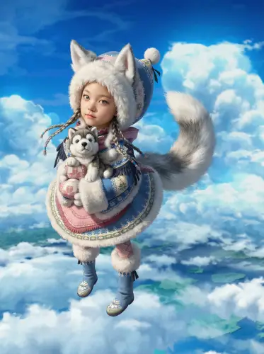 Image tagged Animal Ears, Dog, Game, Headwear, Hood, Koyomi Lupus, Parka, Plushie