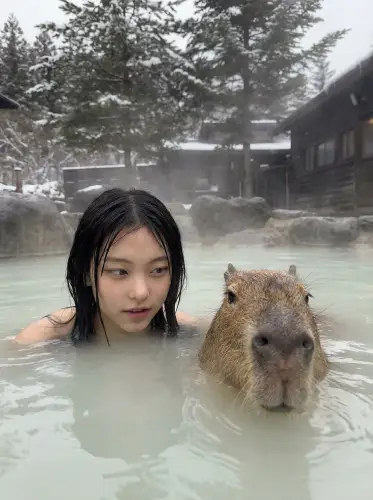 Image tagged Capybara, Hot Spring, Bare