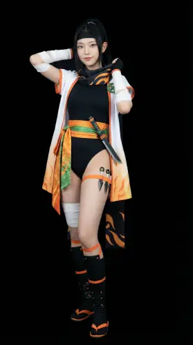 Image tagged Cat Shinobi, Game, Haori, Knife, Kunai, Kuroko Morimi, Leotard, Ninja Defenders