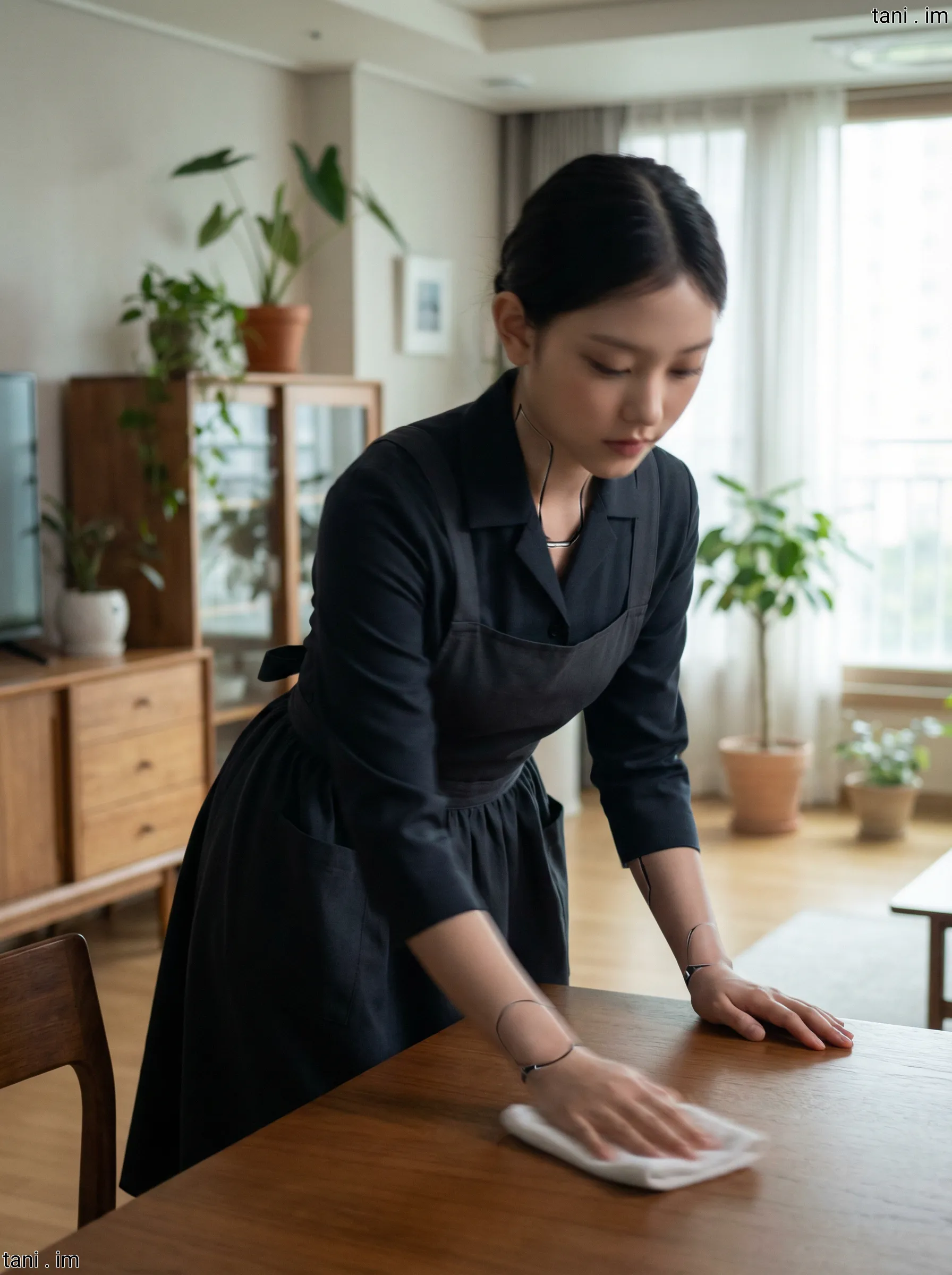 Image tagged Apron, Housekeeper, Humanoid, Robot, Shirt