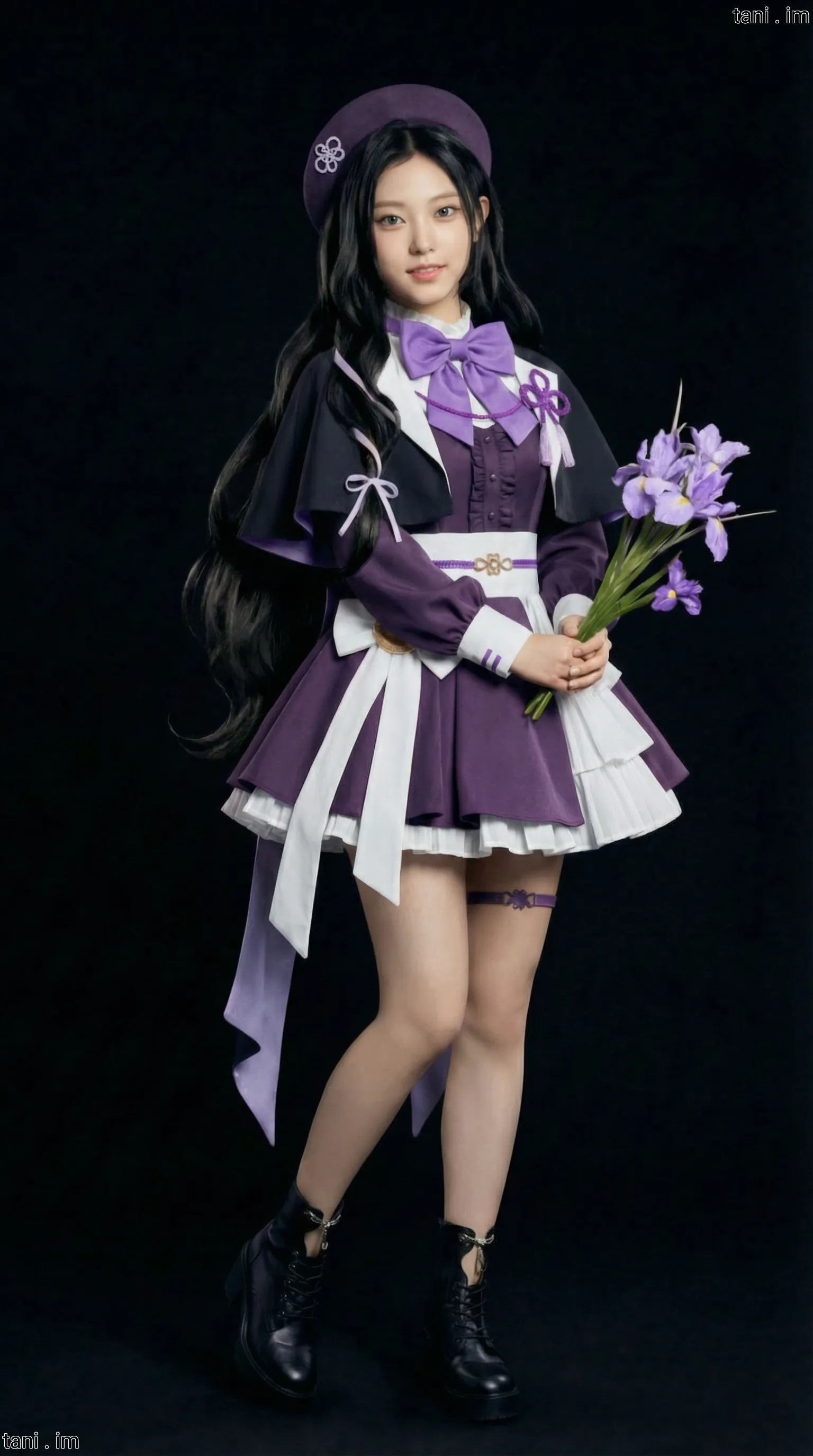 Image tagged Ayame Hanakura, Beret, Cat Shinobi, Dress, Flower, Game, Headwear, Iris