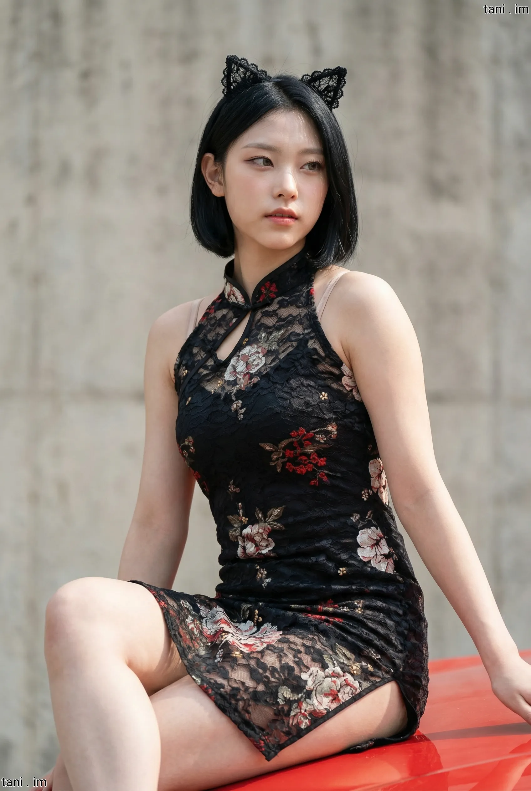 Image tagged Animal Ears, Headwear, Headband, Dress, Cheongsam