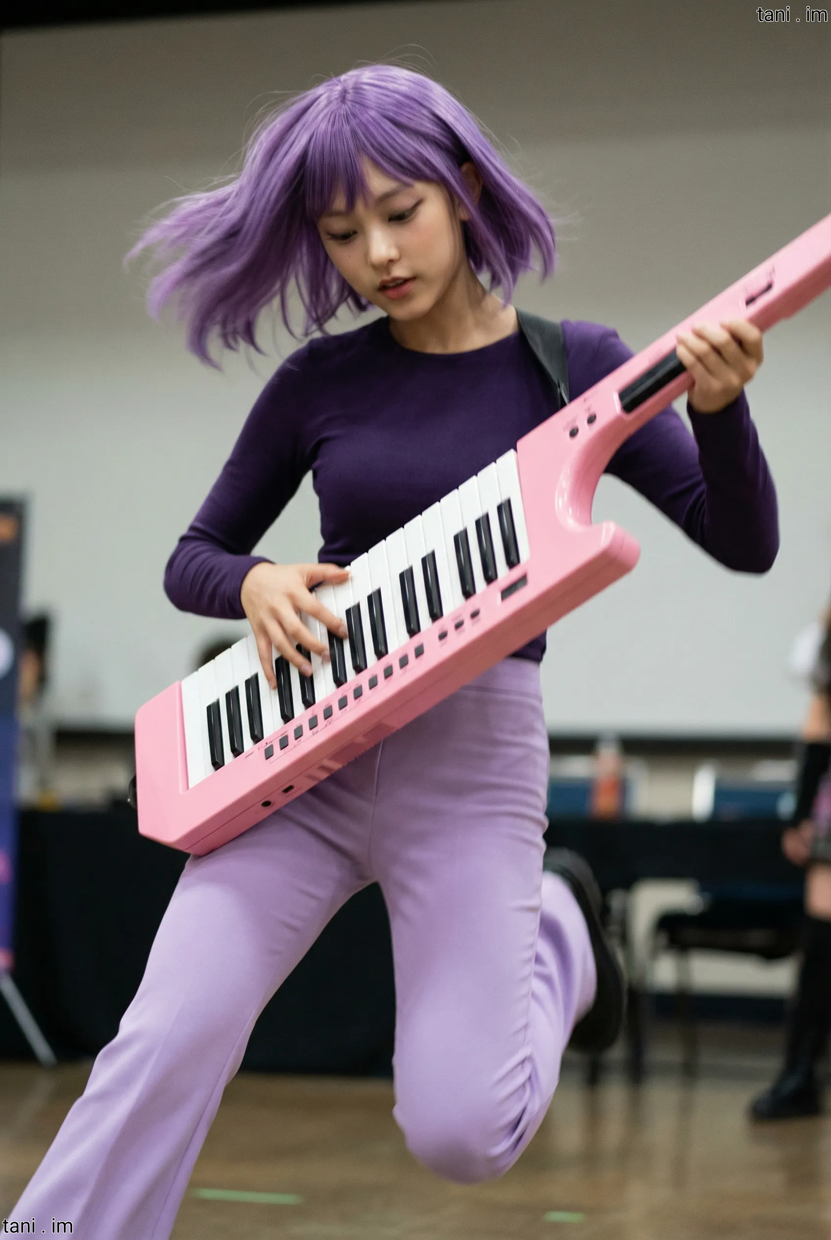 Image tagged Duolingo, Instrument, Keytar, Lily, Pants, Tee